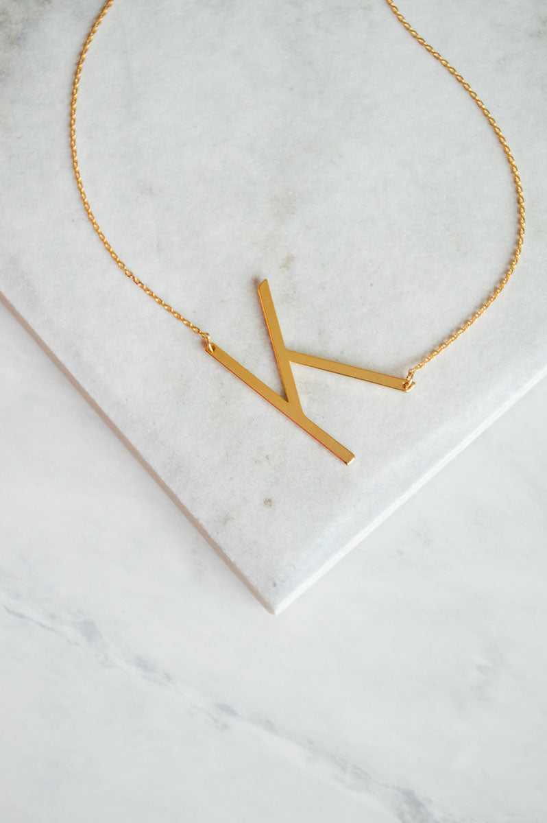 Initial Block Letter Necklace