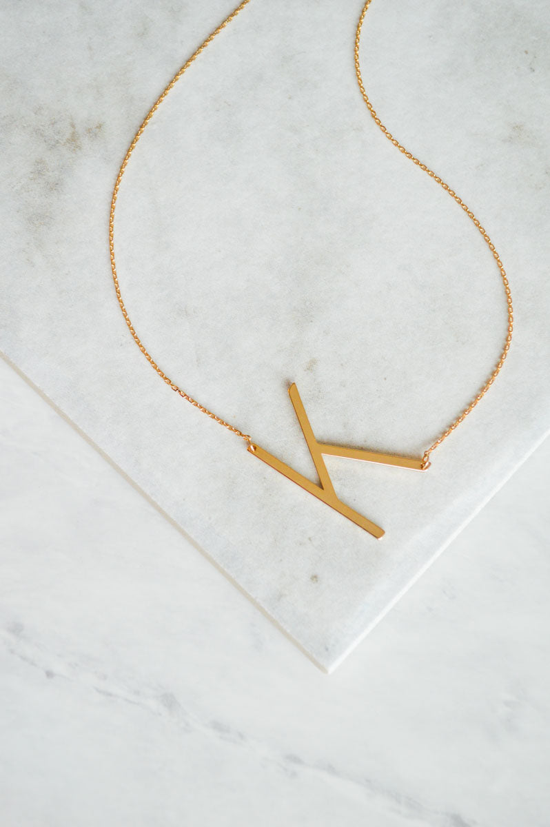 Initial Block Letter Necklace