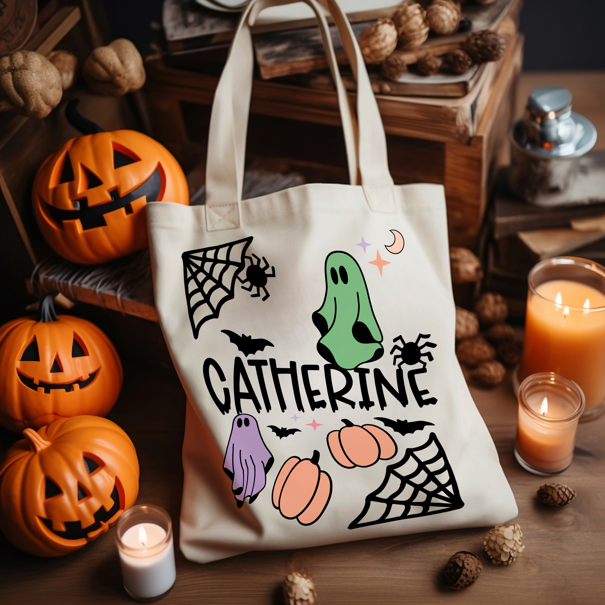 Personalized Trick or Treat Tote Bag