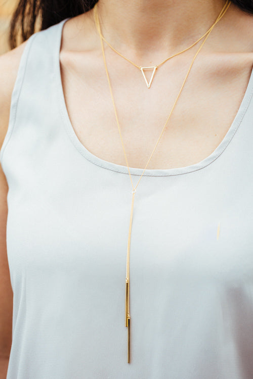 Delta Layered Y- Necklace | Gold