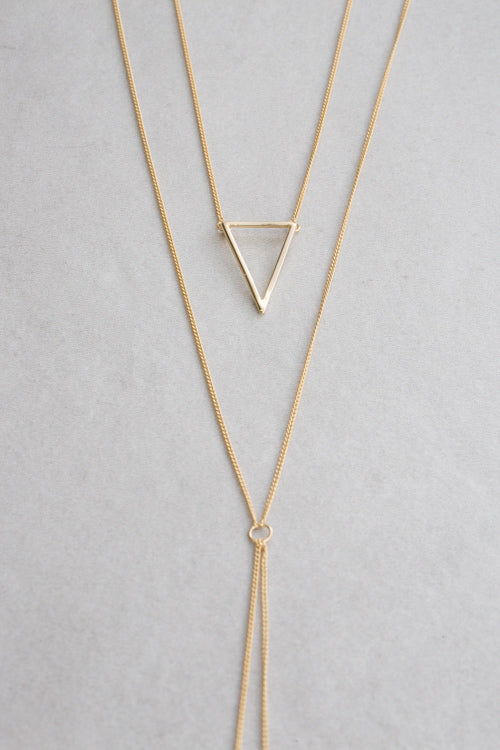 Delta Layered Y- Necklace | Gold