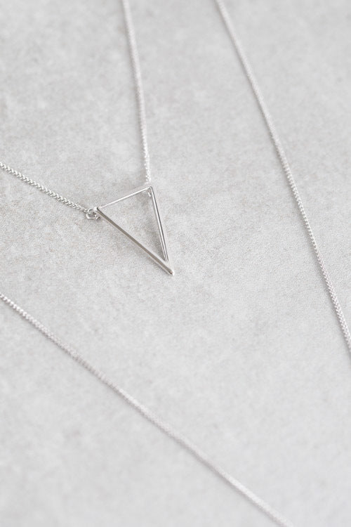 Delta Layered Y- Necklace | Silver