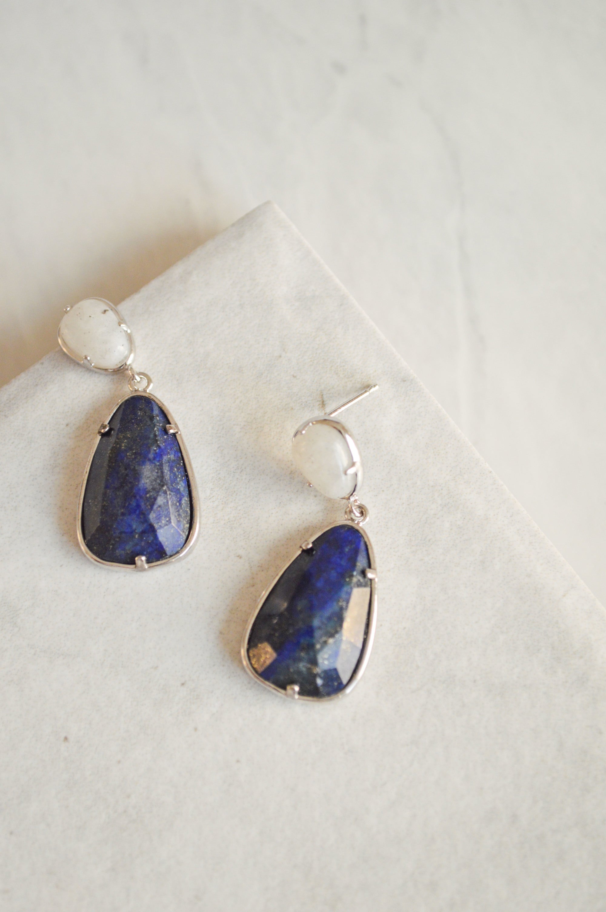 Lovely Lapis Drop Earrings | Silver