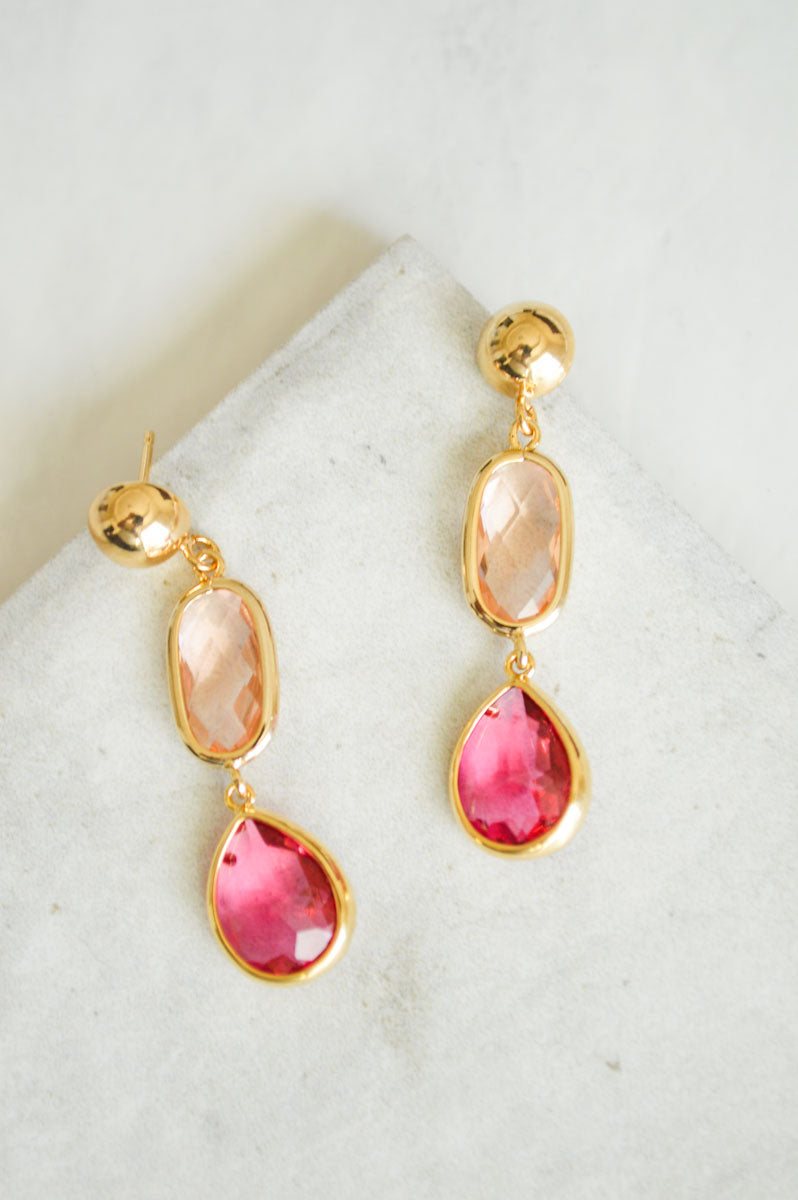 Dahlia Jewel Drop Earrings | Blushing
